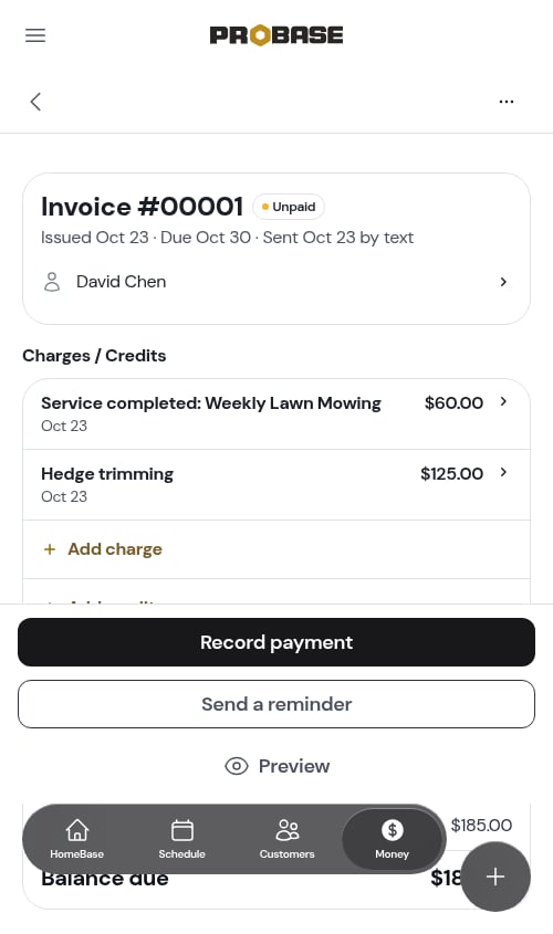 An unpaid invoice