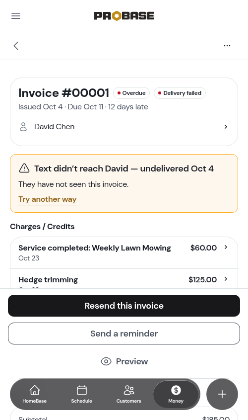 An invoice that couldn't be delivered