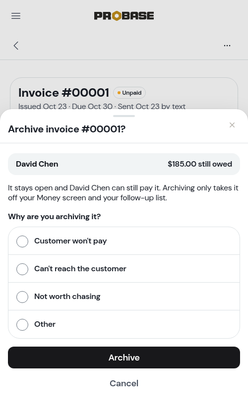 The archive sheet