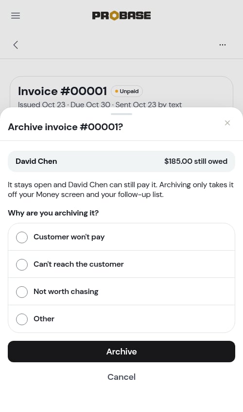 The archive sheet