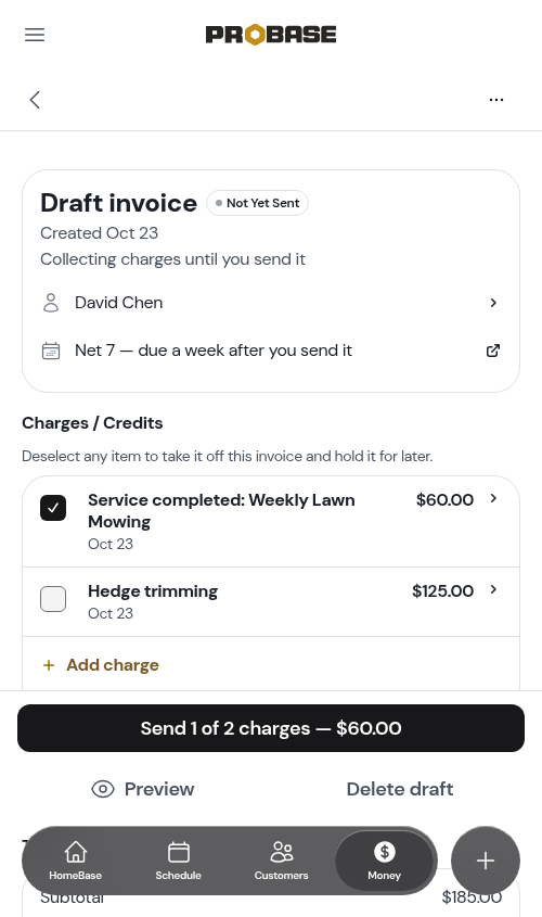 One charge unticked
