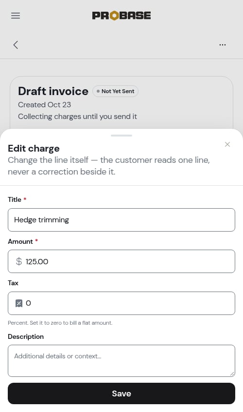 Editing a charge