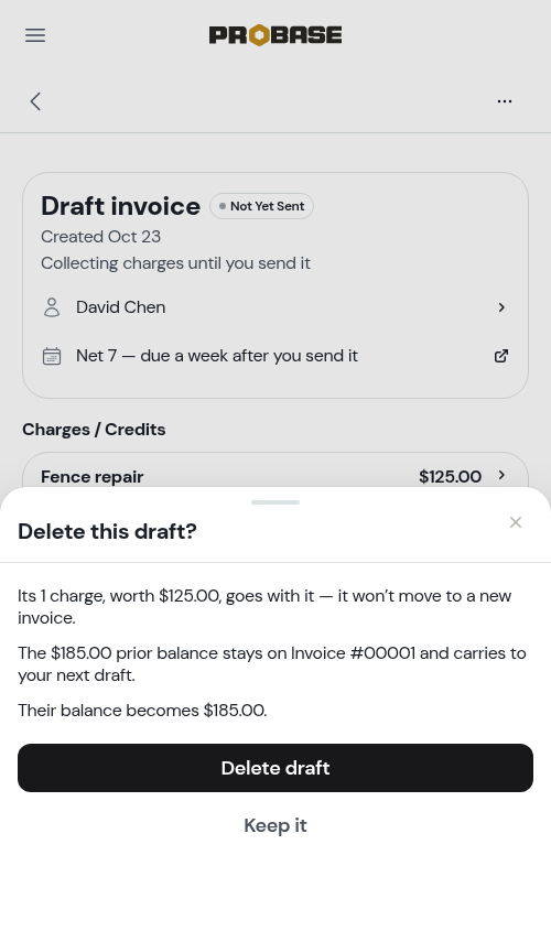 Deleting a draft