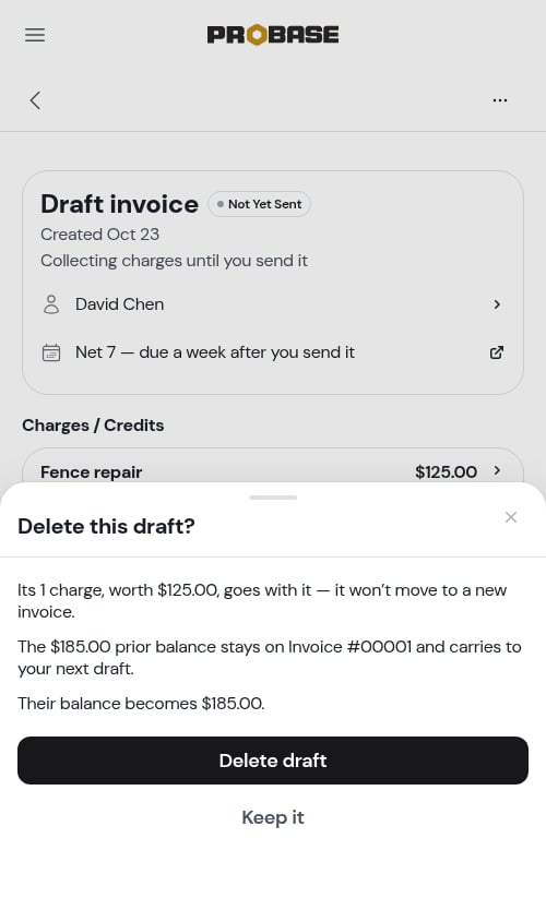 Deleting a draft