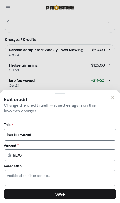 Editing a credit