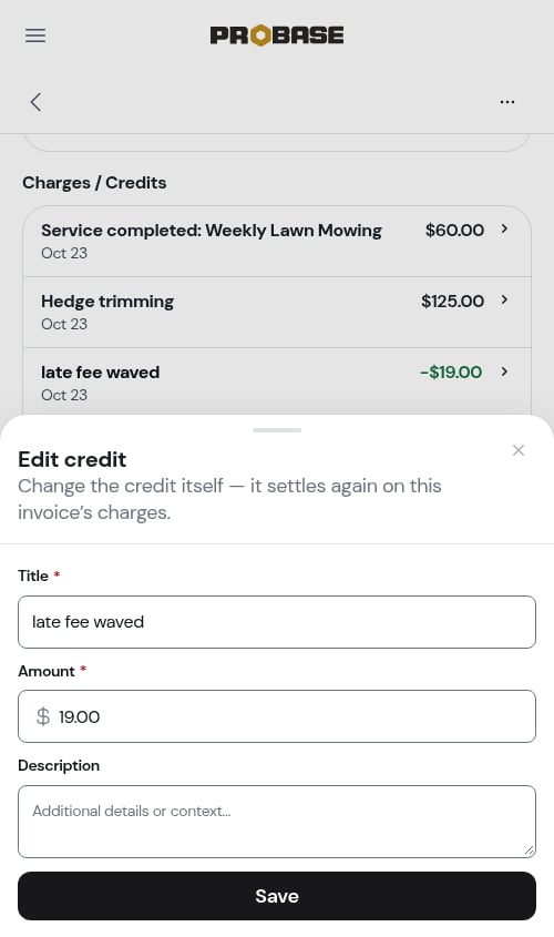 Editing a credit