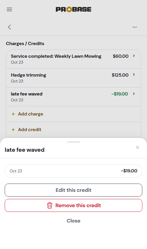 Remove this credit on the credit's sheet
