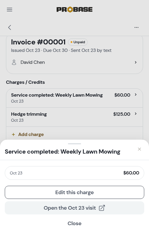 A visit's charge offers no Remove