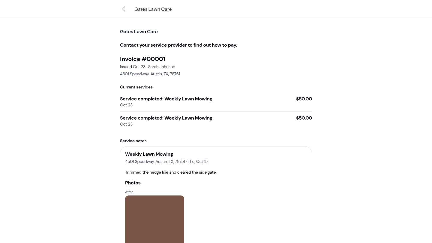 The same invoice on a computer