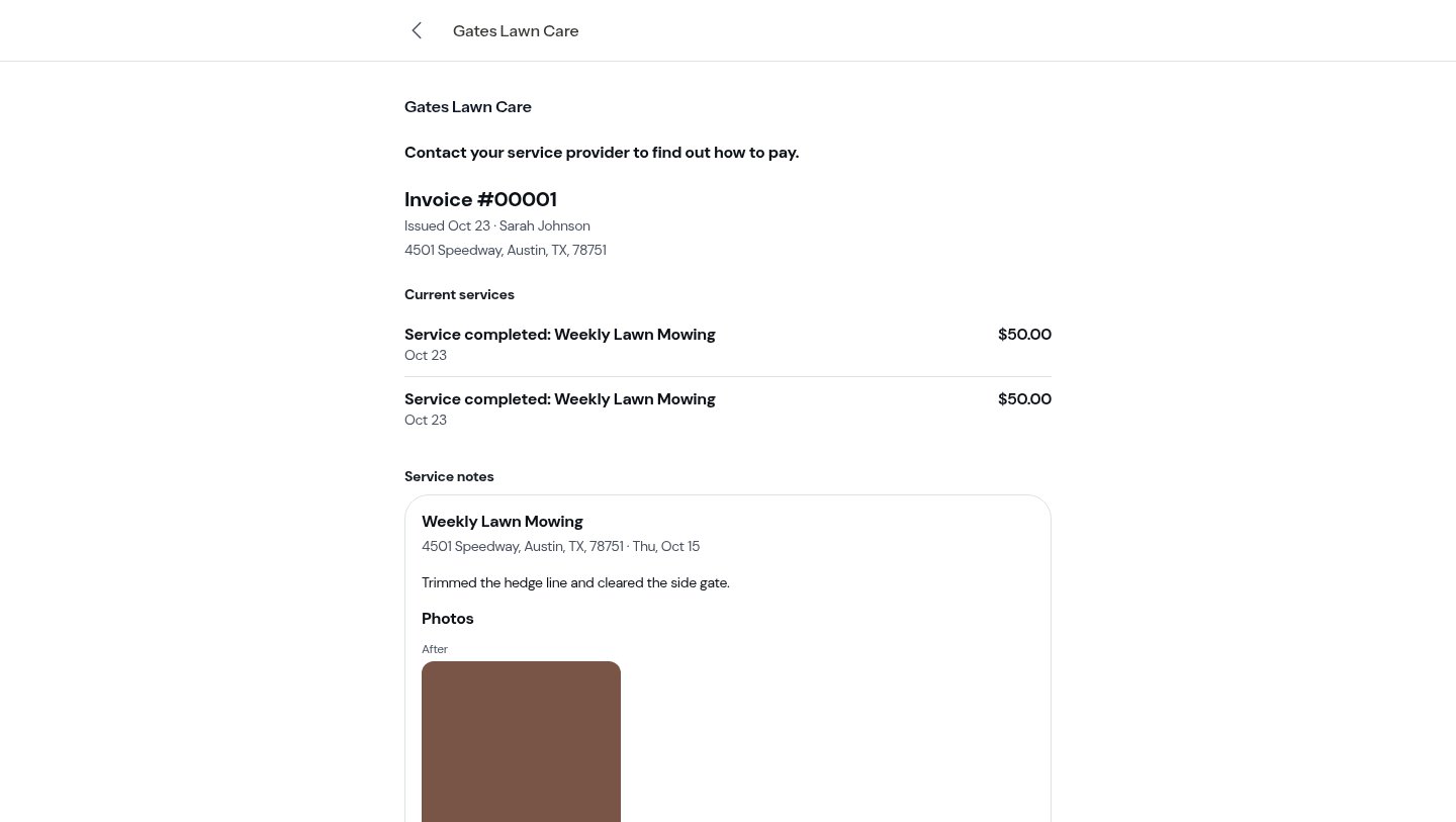 The same invoice on a computer