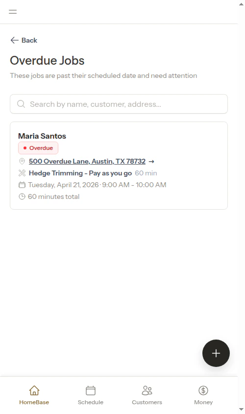 Overdue list before cancelling an appointment