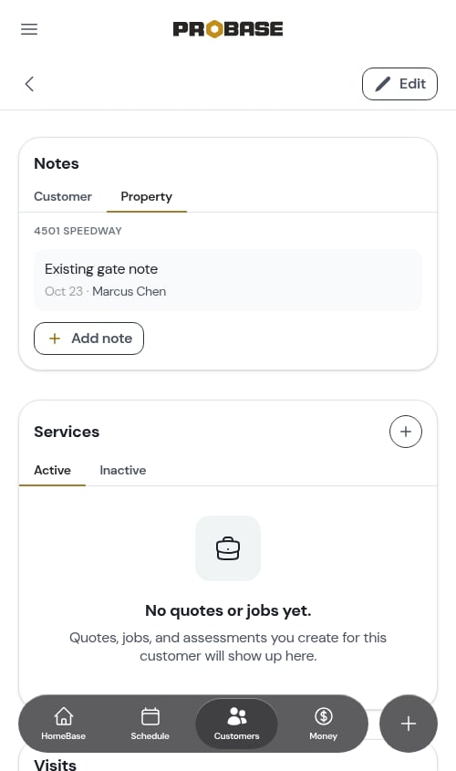 Property tab of the Notes card