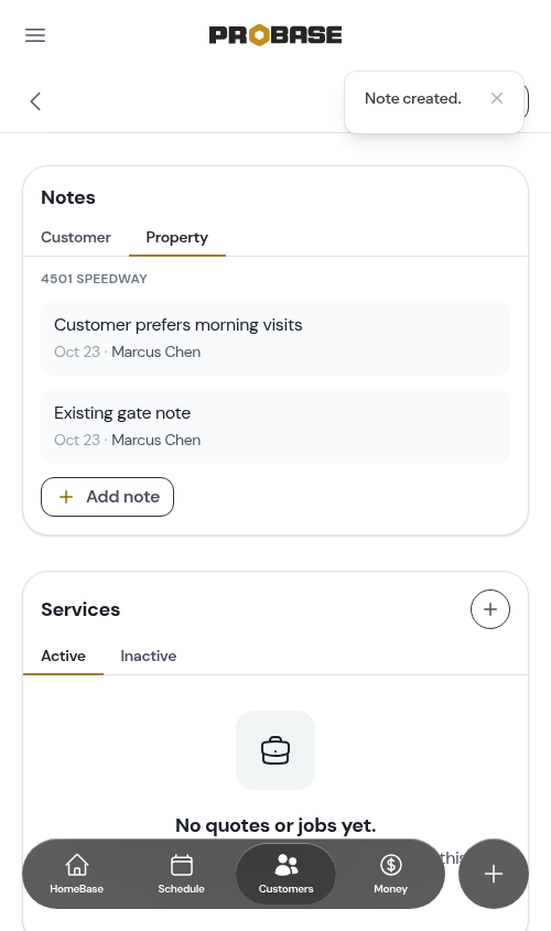 Property note created