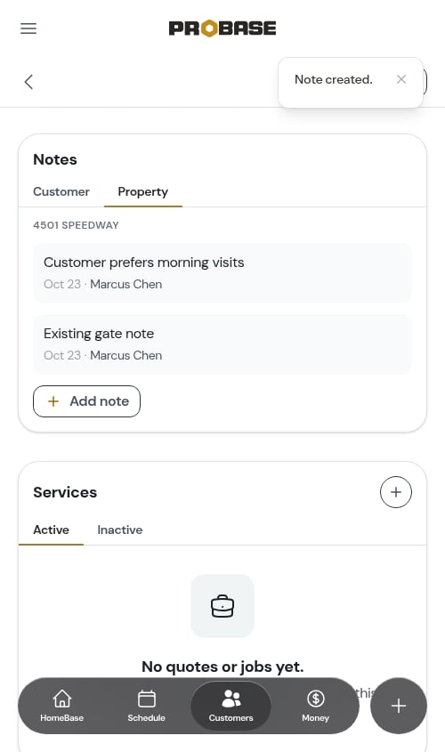 Property note created