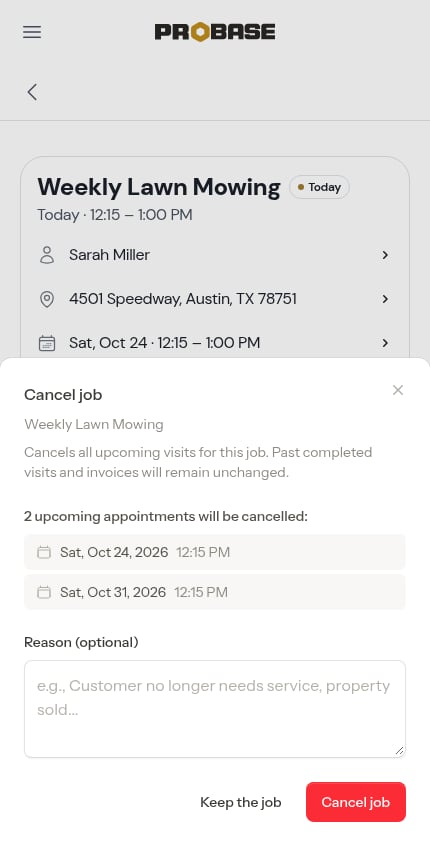 The Cancel job window