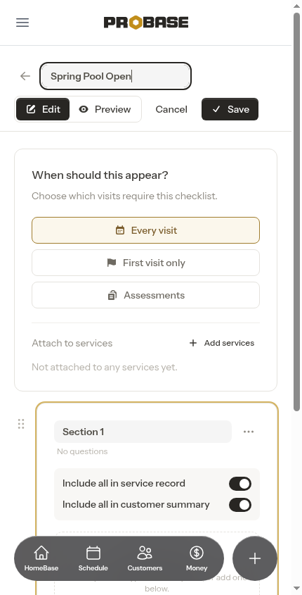 Empty checklist builder