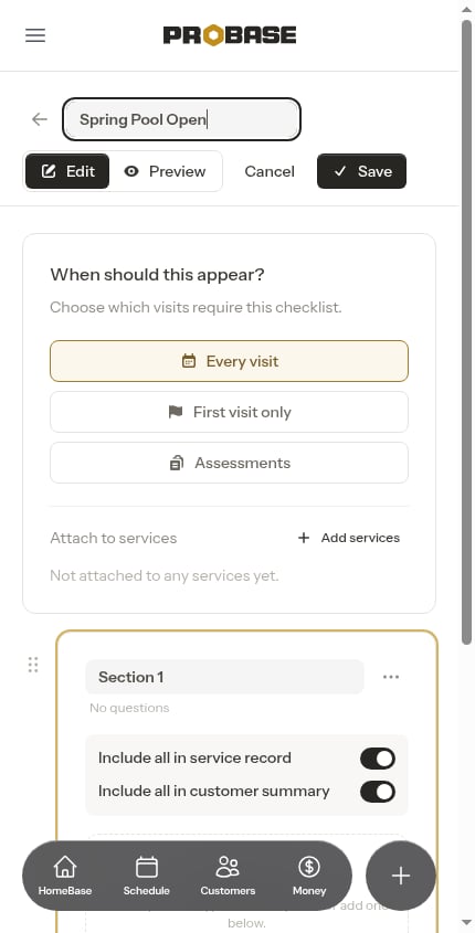 Empty checklist builder