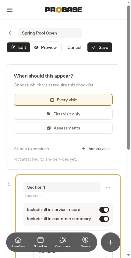 A question card in the builder