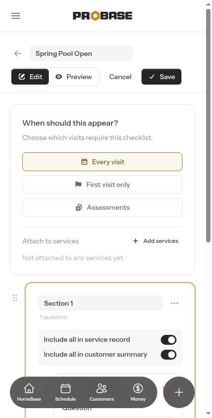 A question card in the builder