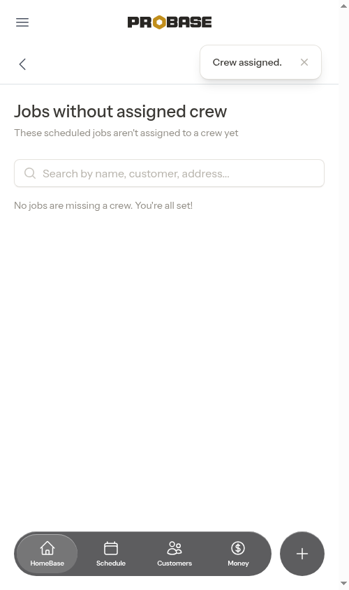 The recurring service gone from the list after saving