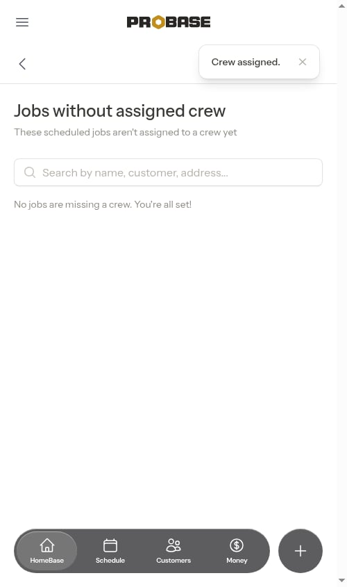 The recurring service gone from the list after saving