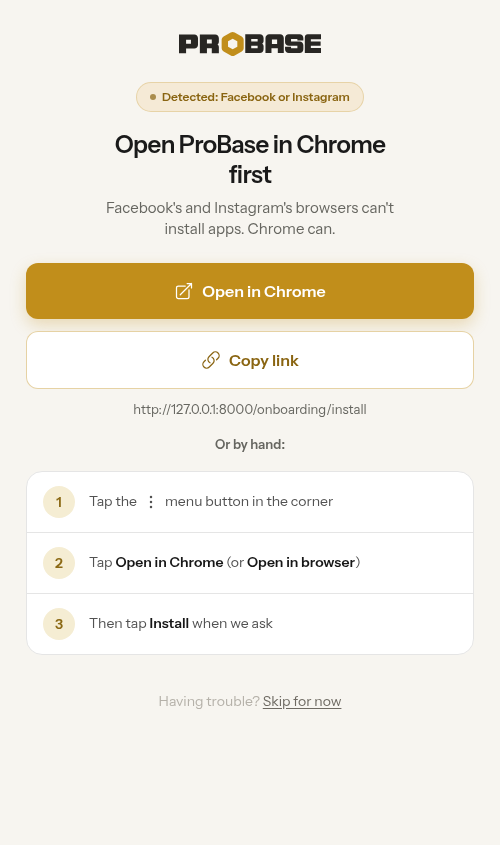 Open ProBase in Chrome first