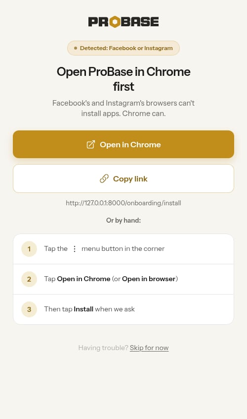 Open ProBase in Chrome first