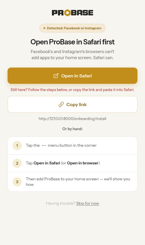 The still-here line after tapping Open in Safari