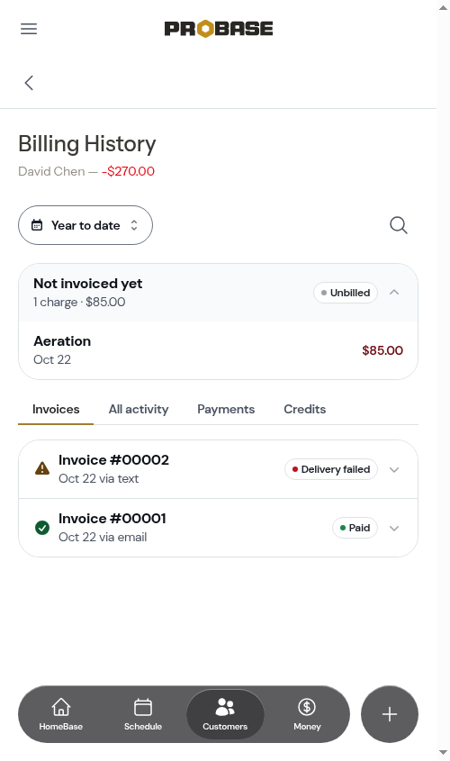 Invoice groups collapsed