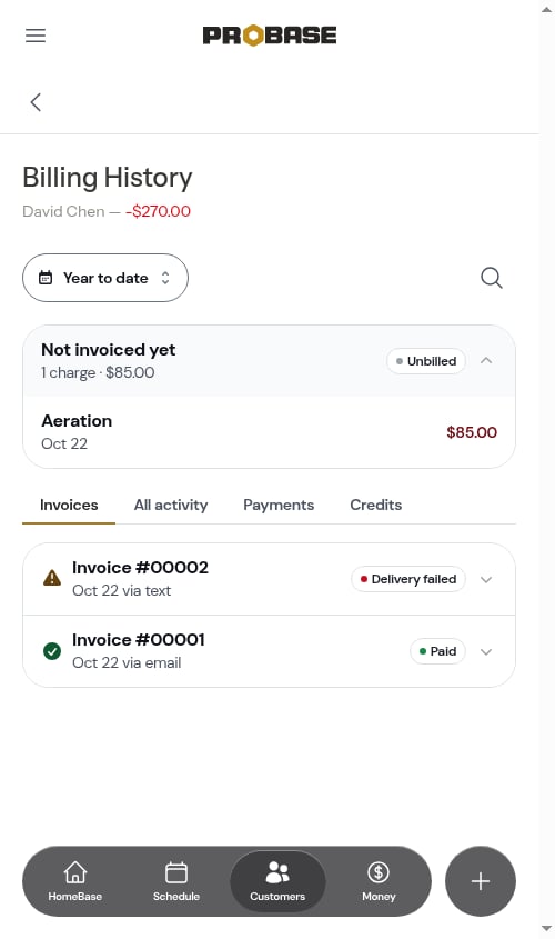 Invoice groups collapsed