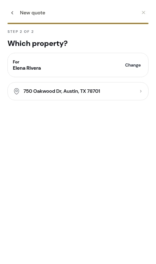Property step with the customer already known