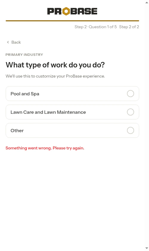 A failed tap clears the checkmark and shows a retry message