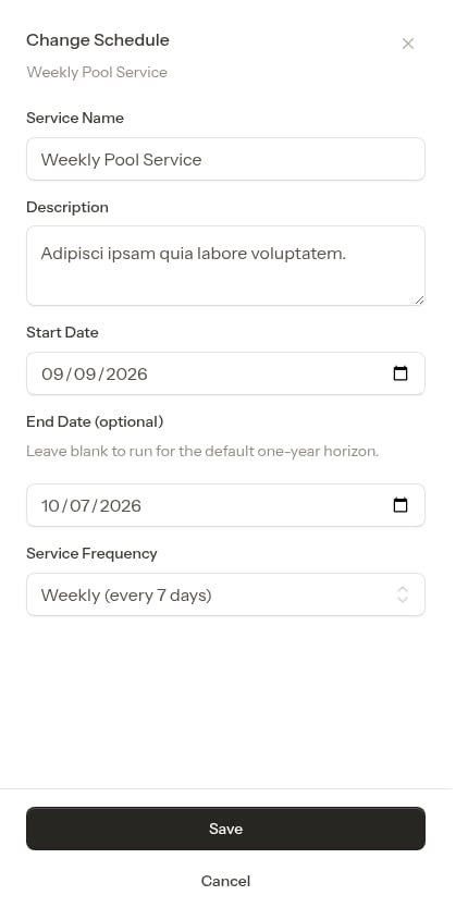 Change schedule modal