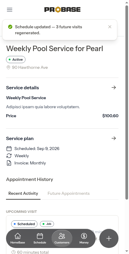 Change schedule completed