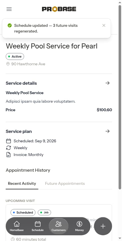 Change schedule completed