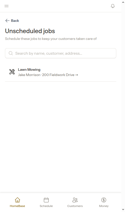 Unscheduled jobs list
