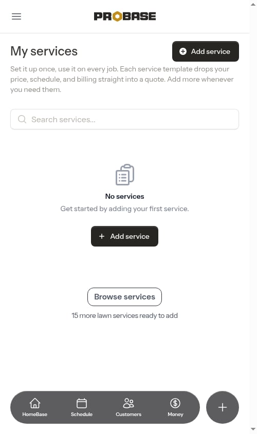 Browse services entry at the bottom of My services