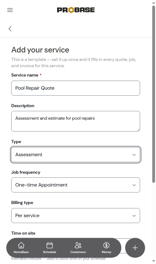 Assessment type selected