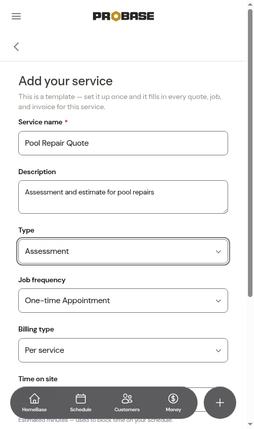 Assessment type selected