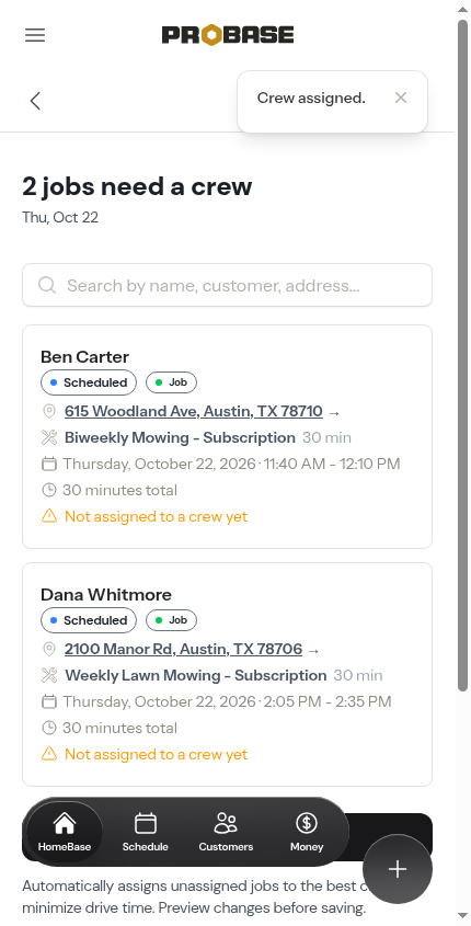 The Assign & optimize routes button