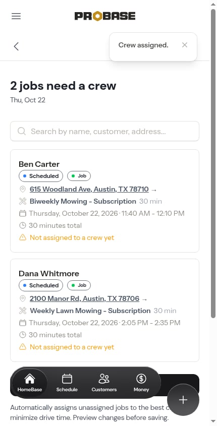 The Assign & optimize routes button