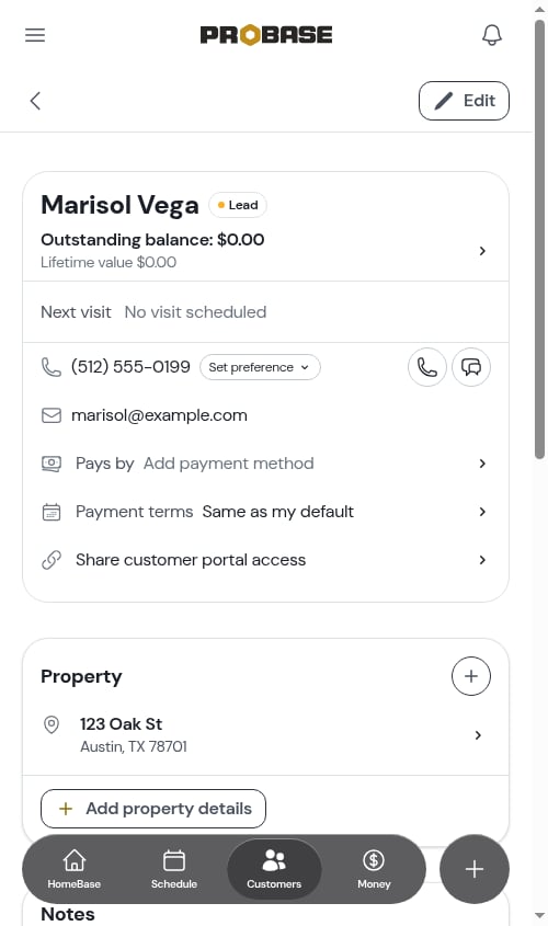 A new contact-form lead opened from an update