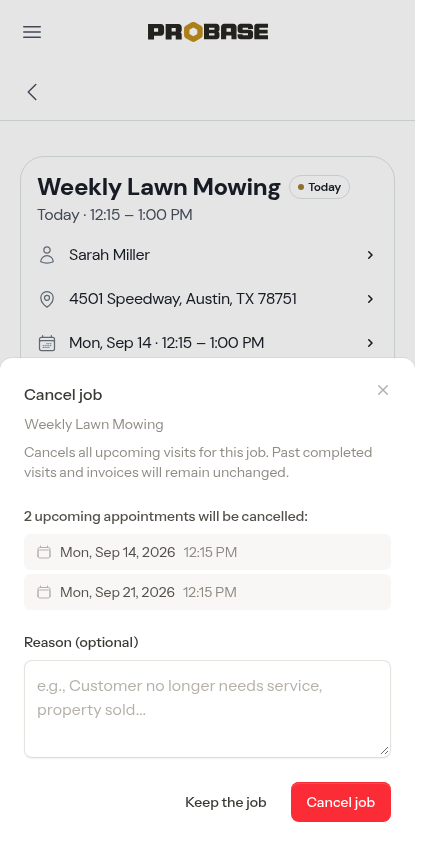 The Cancel job window