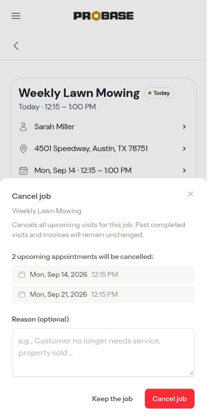 The Cancel job window