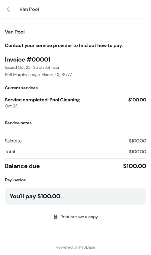Customer landing straight on the invoice page with the rating step turned off