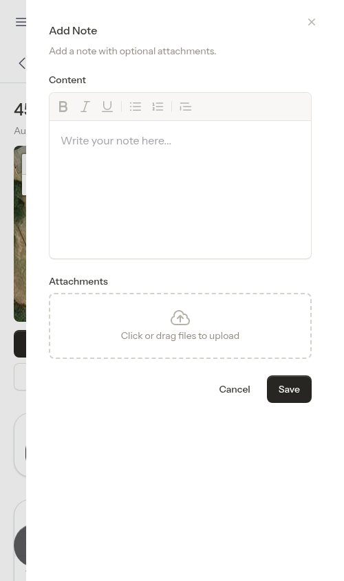 Add Note window