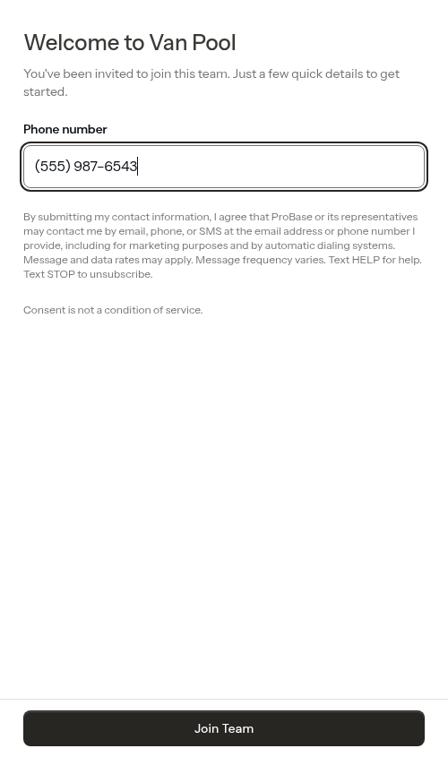 Phone number entered