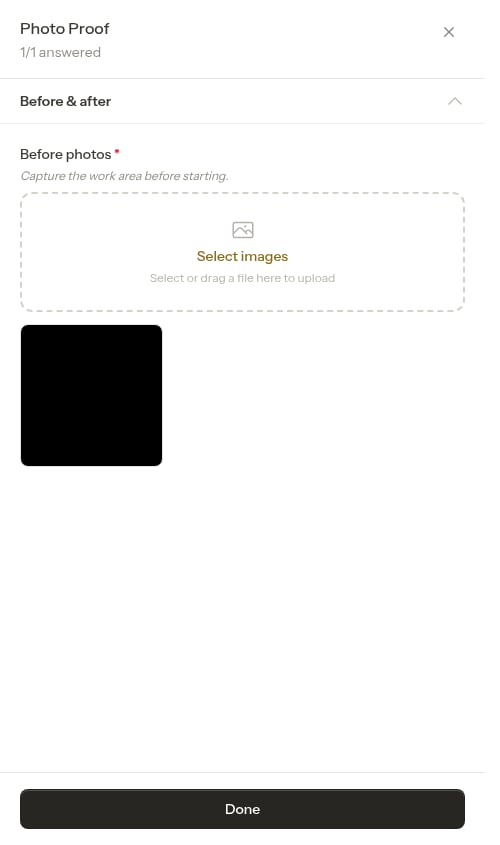 Dropping a photo onto a checklist question