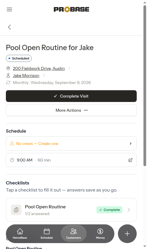 Checklist complete on the job