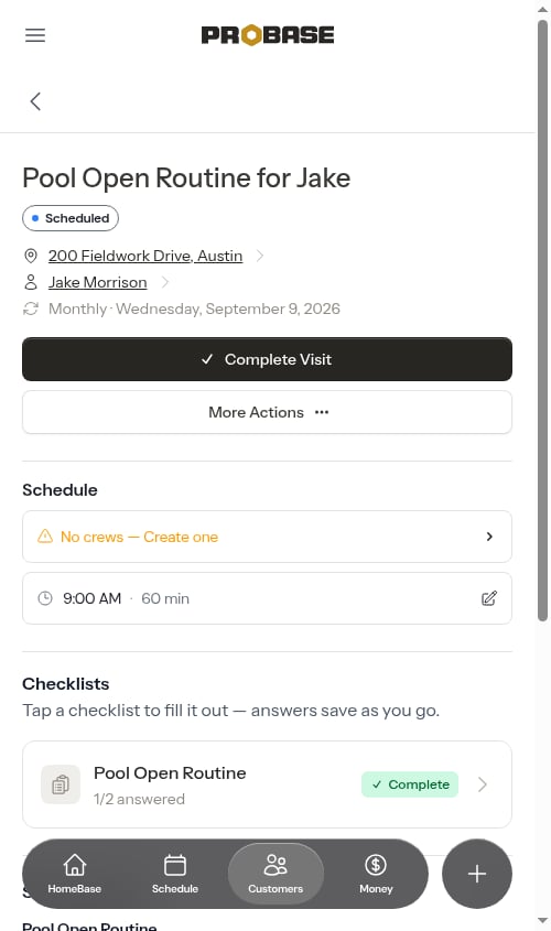 Checklist complete on the job